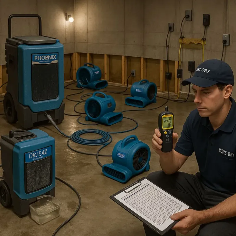 Structural Drying and Dehumidification process in Marion County, KS